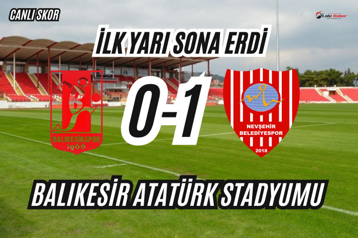 Balıkesirspor: 0 Nevşehir Belediyespor:1 (İlk yarı sona erdi)